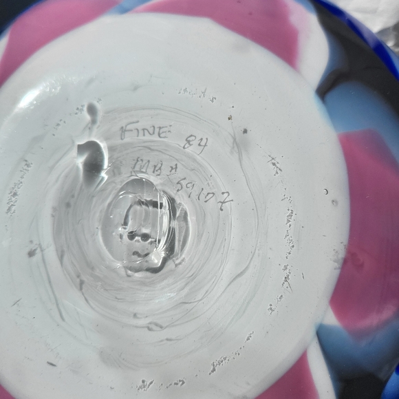 Jody Fine Signed Hand Blown Multicolor Glass Marble Bowl Rare Retired 7.5" - Picture 3 of 9